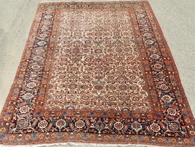 Bhaktiar Carpet Nice Ivory field, 1920's,  Excellent Condition 11'8"  x  8'5"  Please reply to my email:  takhtabazaar@me.com           
