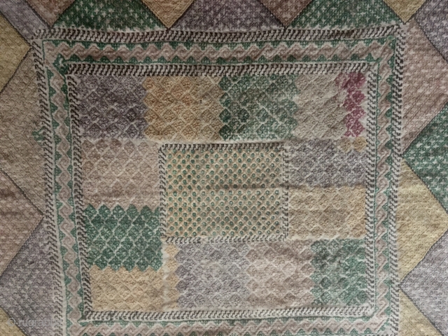 This is a 'turbah' cloth - NOT a turban cloth!  There is a difference!  Old 'turbah' cloth....Afghanistan, most likely, and a Hazara item.  Small embroidered square with abstract geometric  ...