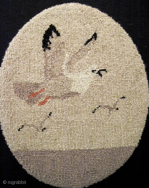 Truly charming little Grenfell mat, with what seems to be a rather rare motif of seagulls over the ocean. I've seen many Grenfell pieces along the way, but never with seagulls. Measures  ...