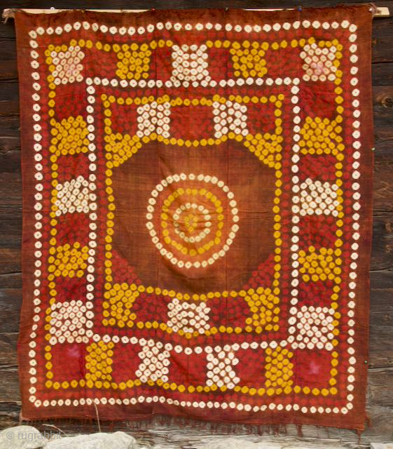 Old Turkmen shawl 170 X 196 cm - Heavy spin and hand woven silk.                   