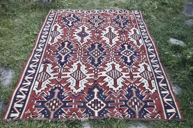 Half Kuba kilim - 185 X 236 cm - Late XIX                      