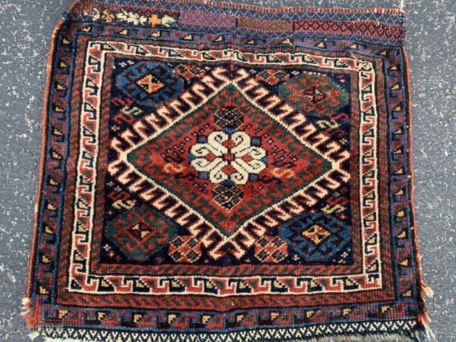 Persian Qashqai/Lori bag face, late 19th century,  1-9 x 1-11 (53 x 58), good condition, full pile, rug was hand washed, embroidery, plus shipping.        