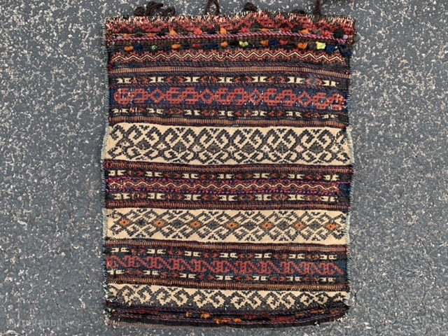 Persian Baluch Balisht, early 20th century,  1-2 x 1-6 (36 x 46), rug was hand washed, good condition, stain and repair on back flat weave, plus shipping.     