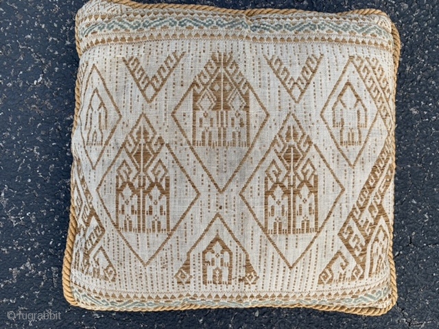 Indonesian Boat Cloth pillow, early 20th century, 1-1 x 1-2 (33 x 36), very good condition, plus shipping.               