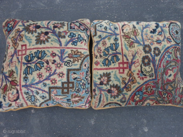 2 Persian Meshed Pillows, early 20th century, 1-6 x 1-6 each (.46 x .46 each), very good condition, clean, plus shipping.            