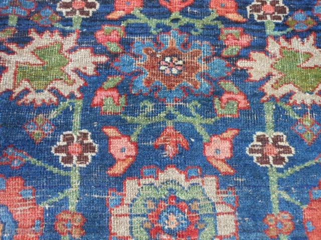 Persian Kurd Bidjar, late 19th century, 3-9 x 6-4 (1.14 x 1.93), thick and heavy, rug has been hand washed, wear, missing guard borders both ends, Mina Khani design, great colors, plus  ...