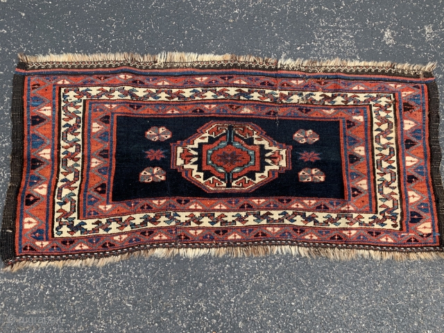 Persian Veramin Torba,  late 19th century,  1-7 x 3-7 (48 x 109),  good pile,  rug was hand washed,  one hole,  2 - six inch creases that  ...