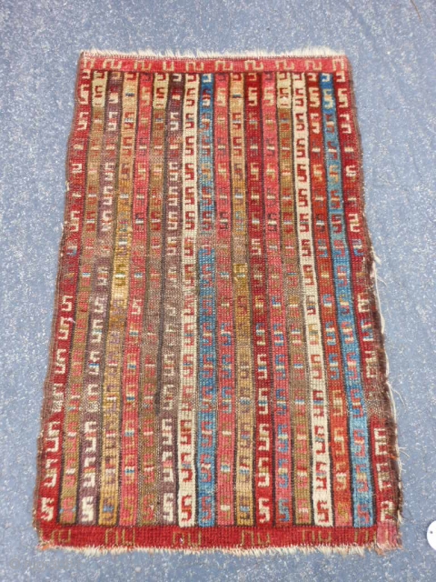Turkish Konya Yastick, late 19th century, 1-7 x 2-5 (.48 x .74), rug was hand washed, browns oxidized, good pile, wear, plus shipping.          