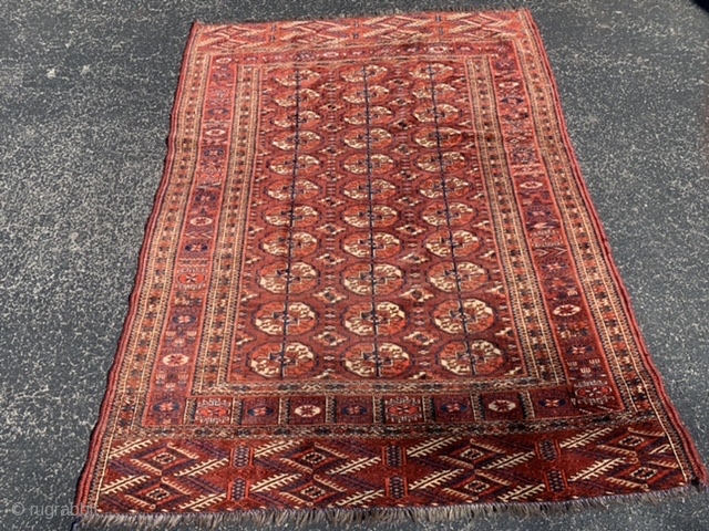 Tekke Turkoman, late 19th century, 4-2 x 5-7 (127 x 170), rug was hand washed, even low, small animals in border, plus shipping.          