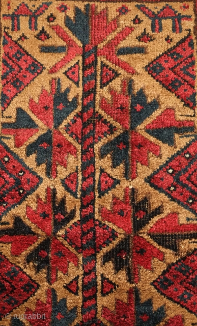 Baluch balisht face, 19th century. Camel wool in the field and two camels on the top and bottom ends flanking the tree of life. Excellent, rich colors and soft wool. 48 x  ...