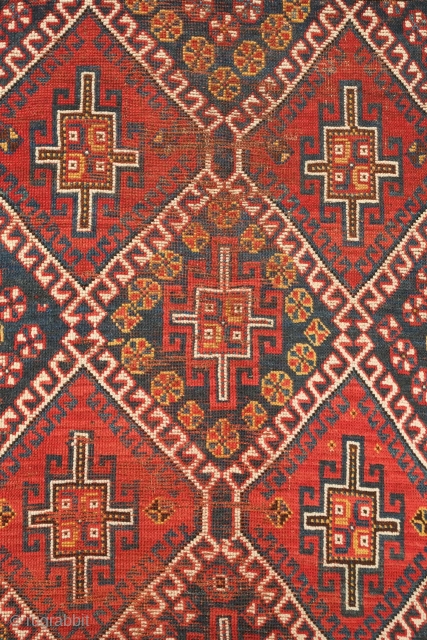 Lori tribal rug, 19th century. The border has a wonderful feeling of movement created by the alternating colors. The colors are all natural dyes. It has some slight wear in the field  ...