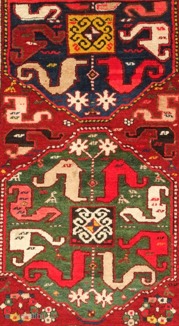 Chondzoresk rug, Late 19th century to early 1900s.  Fantastic colors.  Thick pile.  One small repair shown in the last image.  136 x 174 cm.  Contact at danauger@tribalgardenrugs.com 