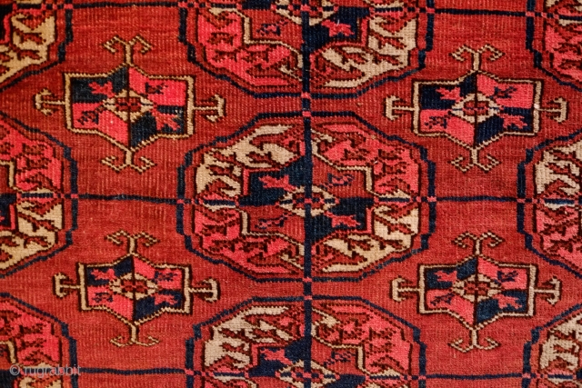 Tekke Turkmen Wedding Rug, Late 19th/early 20th century. These small format rugs were generally woven as a part of the dowry and were used for the bride and the groom to stand  ...