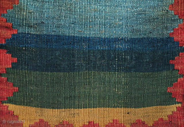 Qashqa'i complete bag, 19th century. You can feel the lanolin in the plush wool pile. Mezmerizing kilim back. 41 x 39 cm. Contact danauger@tribalgardenrugs.com         