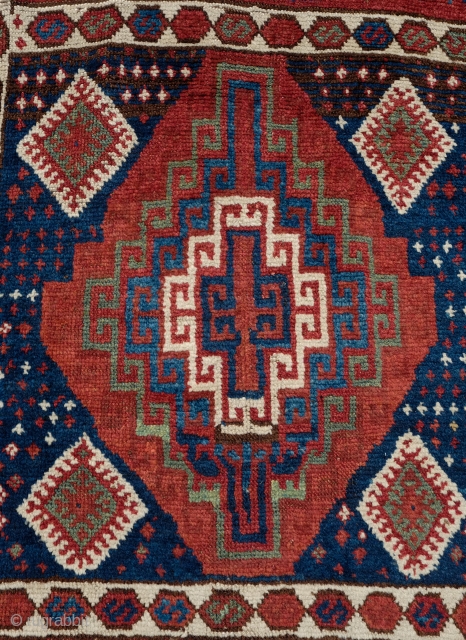 Shavak Kurdish Long Rug, Late 19th Century.  Great pile and strong design elements and all good colors.   101 x 342 cm         