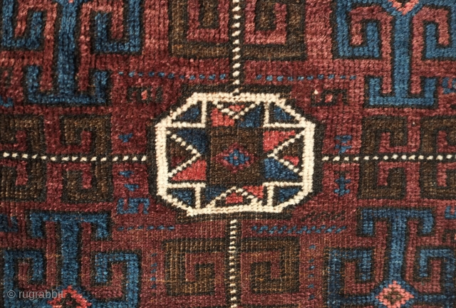 Baluch bag, Western Afghanistan, 19th century.  Long kochanaks.  Deep silky colors and wool.  Small spot in the bottom right corner.  66 x 75 cm.  Contact danauger@tribalgardenrugs.com  