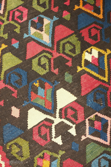 Karabagh kilim, late 19th or early 20th century. Fantastic weave and array of colors. A real visual treat. 177 x 246 cm           