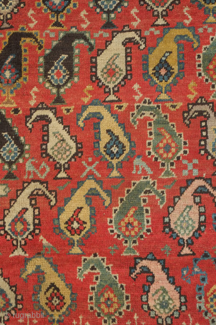 Caucasian or NW Persian rug, late 19th century.  This rug seems to have a collection of motif schemes that suggest an agglomeration of influences.  A wonderfully and unusual rug from  ...