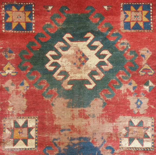 Borchalo Kazak rug. First half of 19th century. A wonderful, simple repeated 2:1:2 design scheme. Some definite wear and some old repairs but it is still very much alive. 154 x 230  ...