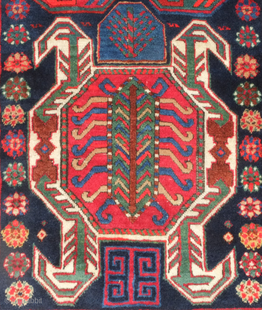 Lenkoran-Talish long rug, 19th century. Full pile with some corrosion in the blacks.  A small touch of repiling in a couple of spots on the right hand border.   112  ...