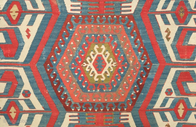 Obruk Kilim, 1st quarter of the 19th century.  This kilim was woven as a single piece.  It has a few old repairs here and there but is in otherwise good  ...