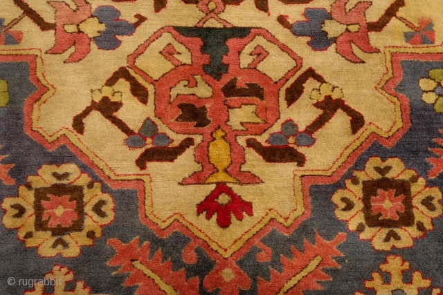 Tefzet Production Hook Rug from Germany, Early 1900s, in the Transylvanian style.  Exquisite composition.  The colors are soft and muted and the wool is very good quality.  There is  ...