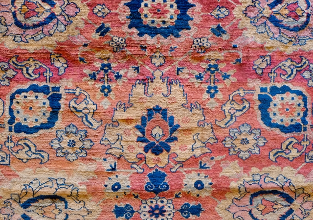 Heriz Silk Rug, 1850s.  Wonderful harshang design in sumptuous silk.  The designs are elegantly articulated in a soft array of natural hues.  This rug has it all. Great colors,  ...