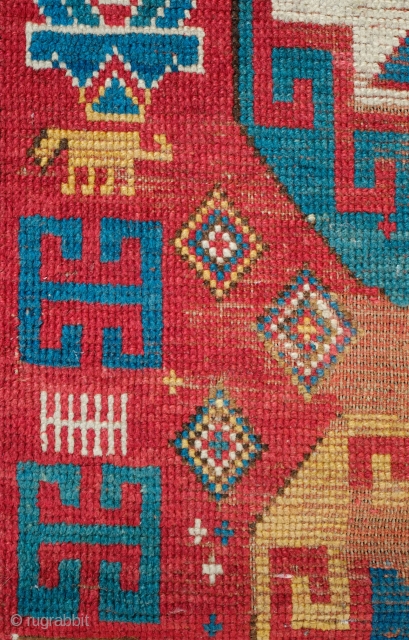 Mogan Rug, 3rd to 4th quarter of 19th century.  Great little secondary designs: a little beast, a C gul-like motif, a boteh, a floral vase motif and some multi-colored diamonds in  ...