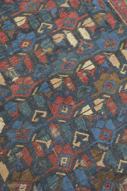 Kuba pile cushion cover, 19th century.  The design is in an overall floral palmette scheme.  Some missing on the bottom but a rare piece. 57 x 70 cm   