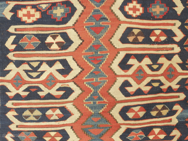 Hotamish kilim complete single panel, 19th century. Wonderful colors. Excellent condition. 74 x 318 cm