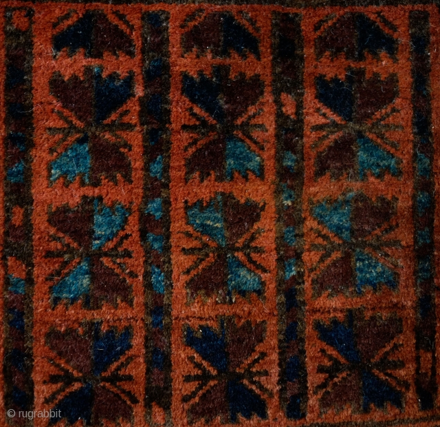 Baluch Bagface, possibly Adraskan area of Western Afghanistan. Late 19th Century.  Beautiful leaf and tree of life design.  The pile is full and the colors are deep and dark. It  ...