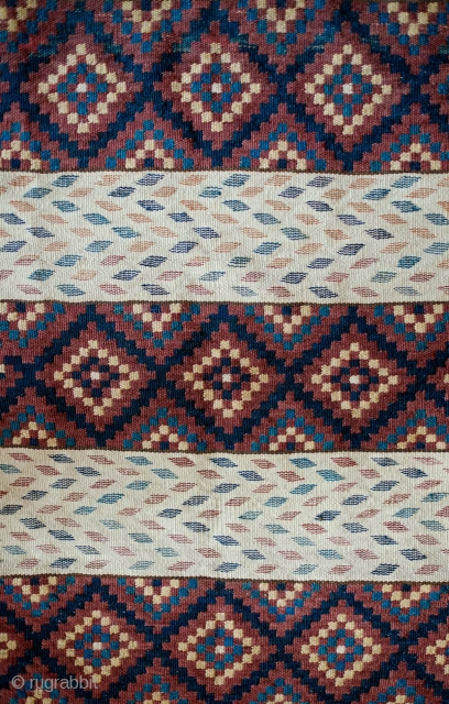Tatari Kilim, Late 19th/Early 20th Century.  A very atypical weaving from this weaving group in Afghanistan.  Good natural dyes.  Goat hair warps.  A unique piece.  70 x  ...