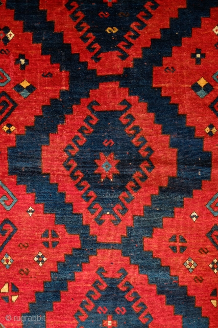 Kazak Rug, possibly Borchalu, 1920s.  Deeply saturated colors.  Very soft wool.  Some very slow areas of slightly lower pile.  141 x 215 cm      