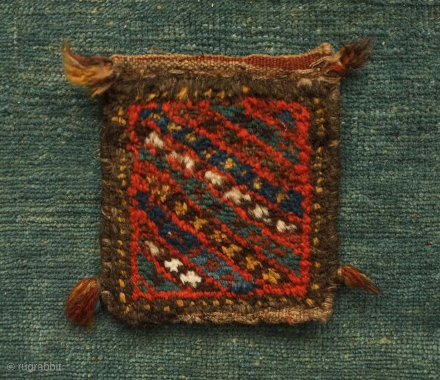 Afshar potholder from the 19th century.  Excellent soft wool in great colors.  These were usually made in a pair and were more decorative than for use.  14 x 15  ...