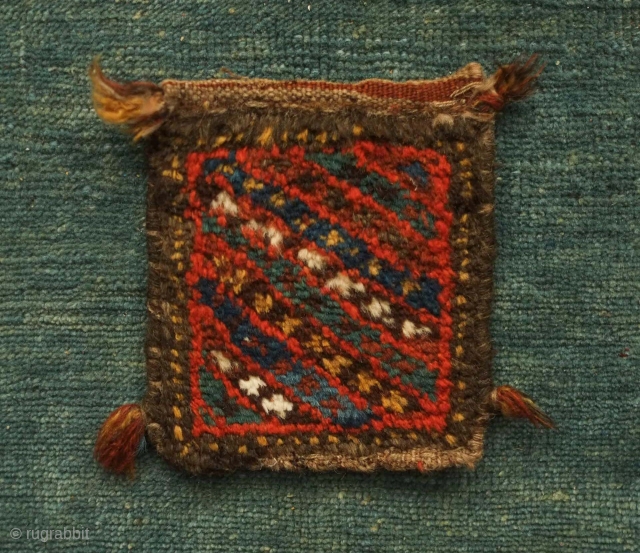 Afshar potholder from the 19th century.  Excellent soft wool in great colors.  These were usually made in a pair and were more decorative than for use.  14 x 15  ...