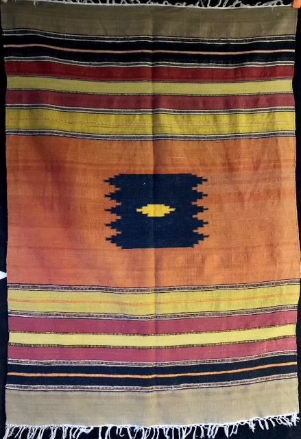 Antique (first half of the 20th century) Persian sofreh or small kilim.  Very finely woven. 37" by 54". Please ask for additional photos.         