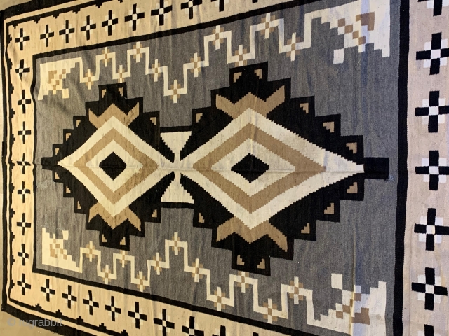 Rare room size Two Grey Hills antique Navajo rug, circa 1925-1935.  9' 10" by 6' 7".  Please ask for additional photos etc.         
