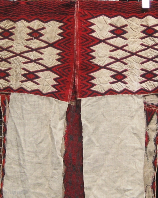 Woman's overgarment, homespun flax and wool, 81" wide including sleeves, 42" down, Weining area, Guizhou, China, mid 20th century.  Please ask for additional photos.        