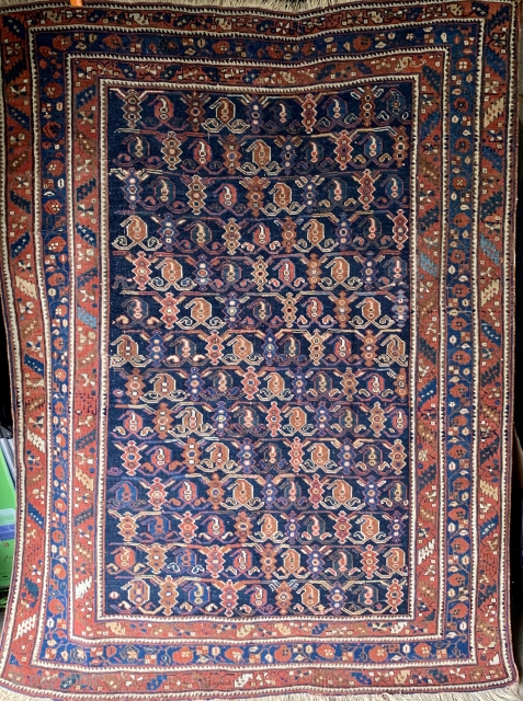 Lovely antique Persian Afshar rug, circa 1910.  Approximately 4' 5" by 6'2".  In nice condition.  All dyes natural.  Please ask for additional photos.      