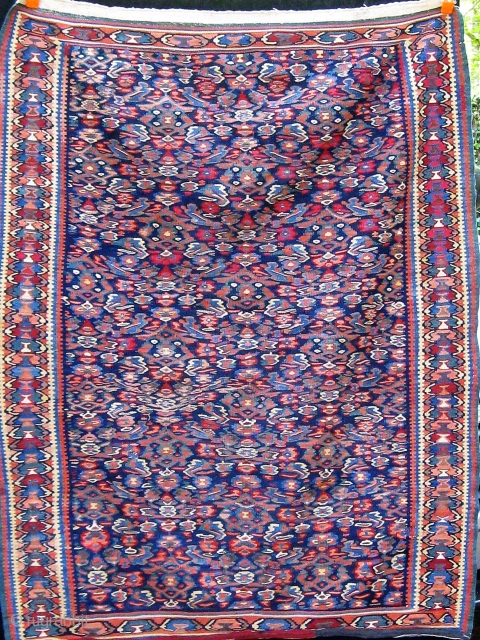 Antique Senna Senneh kilim, circa 1900.  All dyes appear natural.  Please ask for additional photos etc.               
