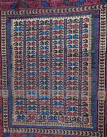 Interesting antique Baluch carpet, last quarter of the 19th century.  All dyes appear natural.  Floppy handle, fine weave.             