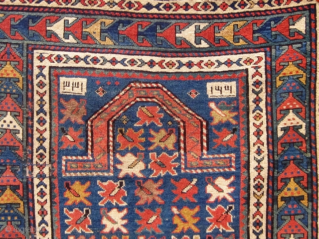 Antique Caucasian (Shirvan?) prayer rug, all dyes natural, floppy handle, circa 1890-1900.  Please ask for additional photos.               