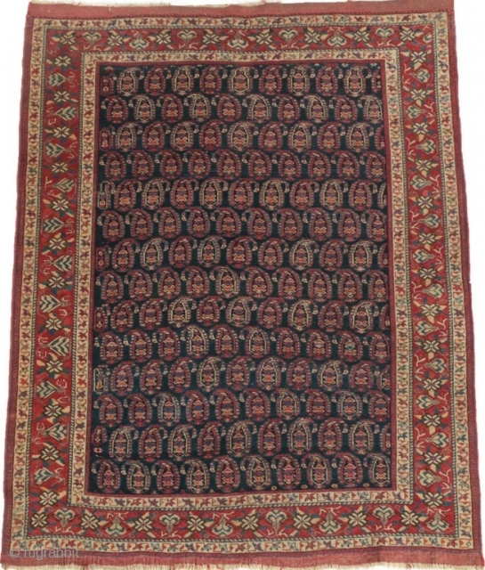 Antique Persian Afshar rug, first quarter of the 20th century, good condition, all dyes natural, 4'2" by 5'5".               