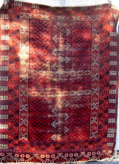 Stately 19th Century Ersari engsi, with wear, but a classic early example with beautiful wool and colors. Please ask for additional photos.           