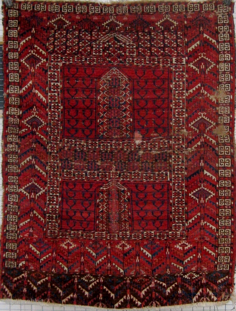 19th Century Tekke engsi, all natural  dyes, with some old restorations.  Please ask for additional  photos.              