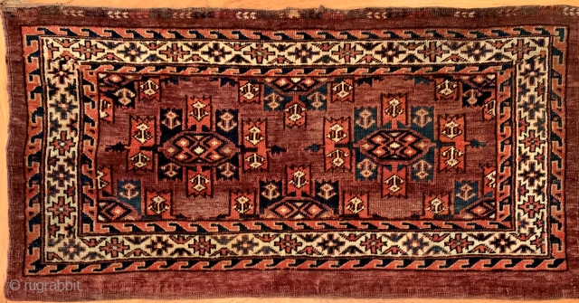 Antique late 19th century Turkmen Yomud (Yomut) torba with kepse gul. In lovely condition, all dyes appear natural.  Please ask for additional photos if needed.       