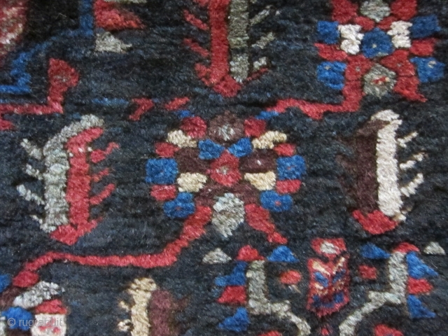 An all wool construction Bakhtiari tribal rug in pristine condition with shinny thick wool, saturated deep colors, including the famous Bakhtiari electric blue, and a earthy warm straw yellow. corrosive brown has  ...