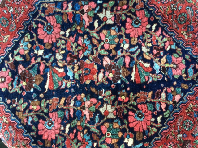 Antique Bidjar rug in near mint condition with full thick pile all over and fantastic wool, and weave and saturated colors...more images to follow.
size around 5.5x3.4       