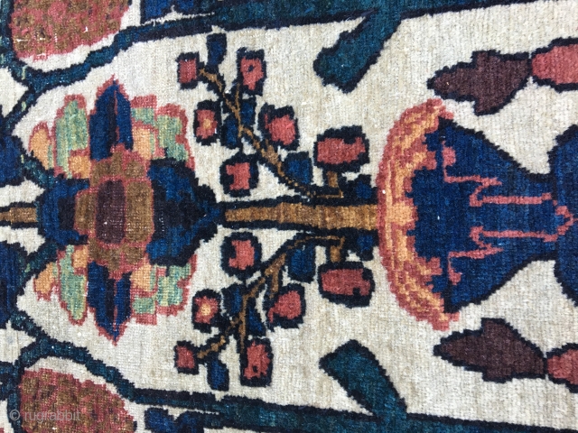 A 19th century fine quality Bakhtiari rug with ancient colors and incredible weave. Wool is what one expects from best Bakhtiari rugs. It has an inscription which reads made by Bakhtiari (عمل  ...