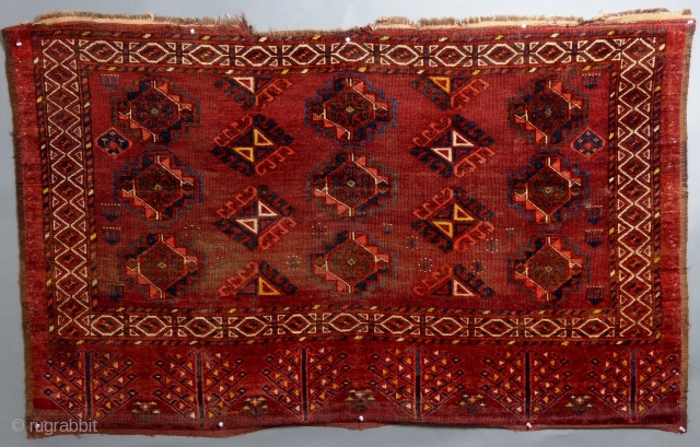 Ersari Turkoman Torba, 
64 1/2" X 40 1/2",
Has been used and shows wear.

SOLD
                    